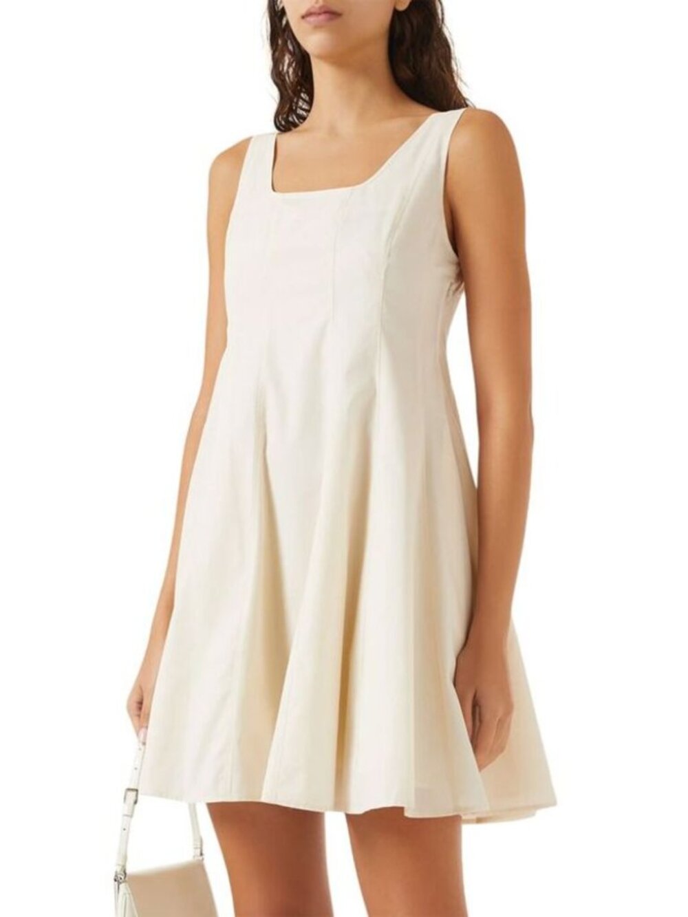 NWT Theory Sleeveless Eggshell Sleek Poplin Seam Flare Dress 16 $395